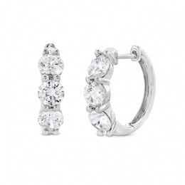 2-3/8 CT. T.W. Certified Lab-Created Diamond Three Stone Hoop Earrings in 14K White Gold (F/SI2)