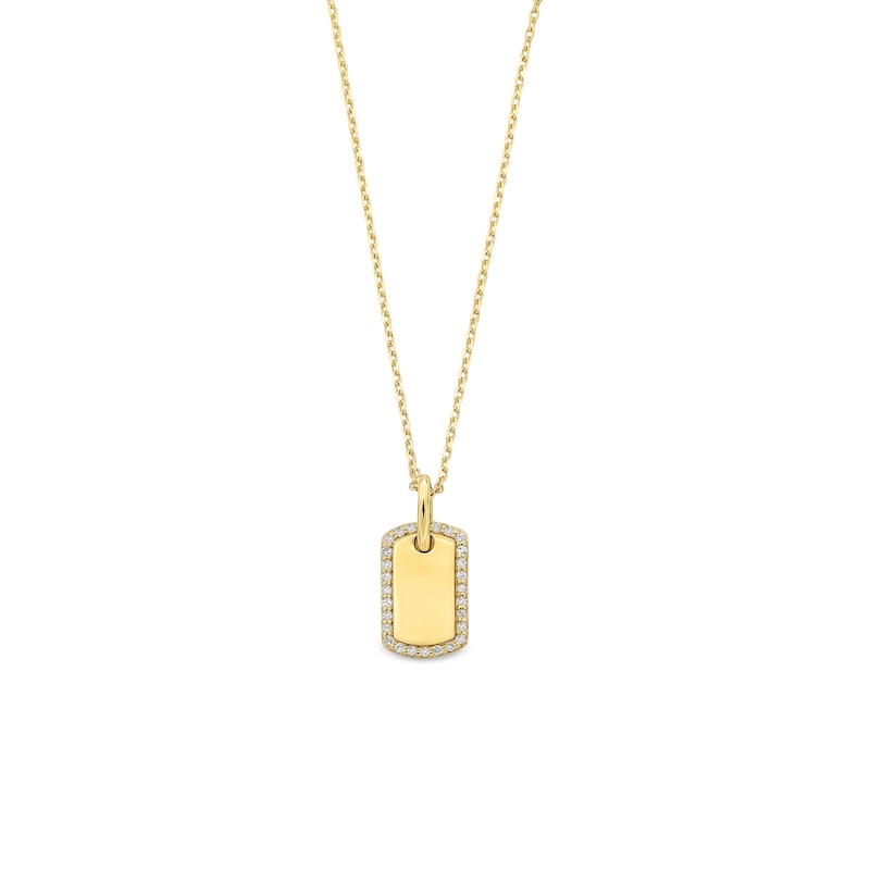 Main Image 1 of 1/10 CT. T.W. Diamond Edge Dog Tag Pendant in Sterling Silver with 14K Gold Plate