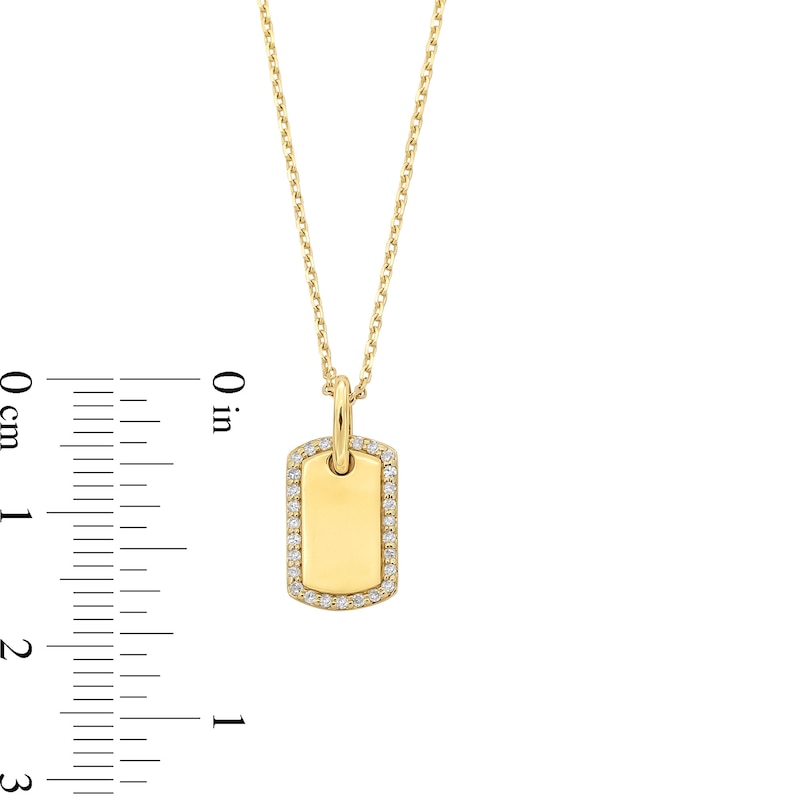 Main Image 3 of 1/10 CT. T.W. Diamond Edge Dog Tag Pendant in Sterling Silver with 14K Gold Plate