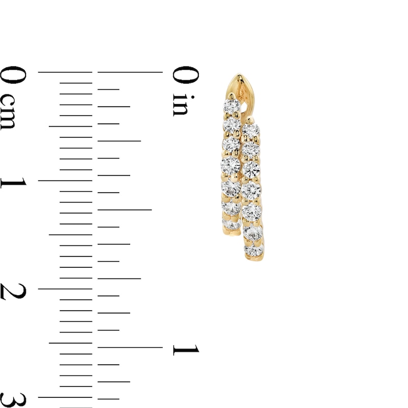 Main Image 3 of 1/2 CT. T.W. Diamond Double Row Split Hoop Earrings in 10K Gold