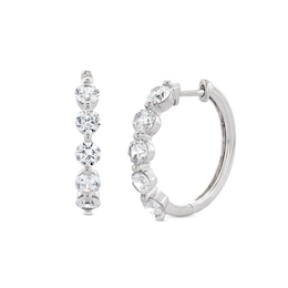 2 CT. T.W. Certified Lab-Created Diamond Five Stone Hoop Earrings in 14K White Gold (F/SI2)