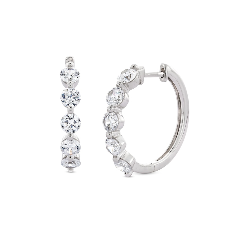 Main Image 1 of 2 CT. T.W. Certified Lab-Created Diamond Five Stone Hoop Earrings in 14K White Gold (F/SI2)