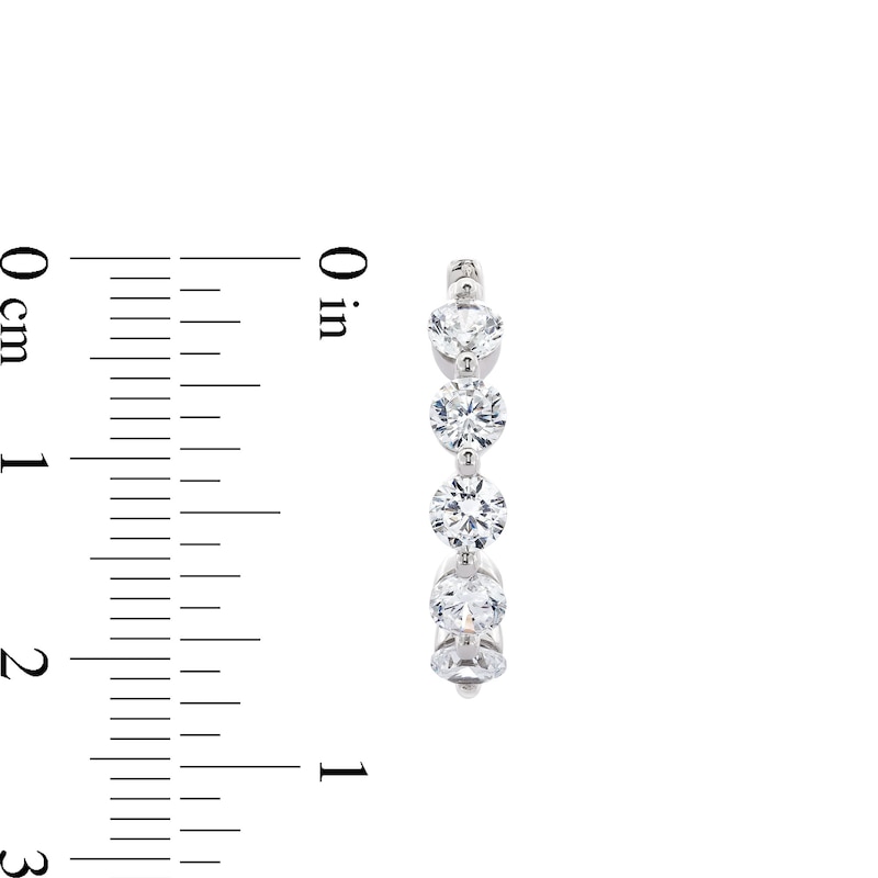 Main Image 3 of 2 CT. T.W. Certified Lab-Created Diamond Five Stone Hoop Earrings in 14K White Gold (F/SI2)