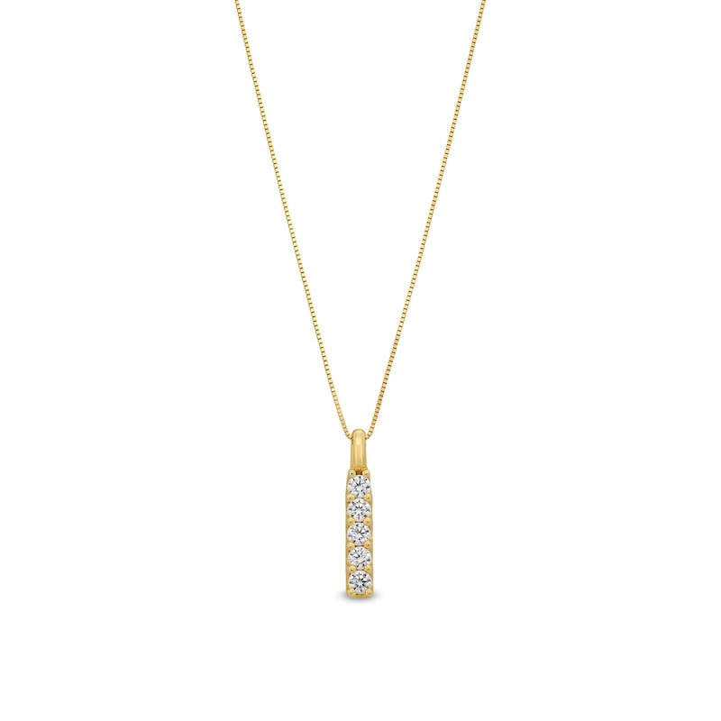 Main Image 1 of 1/3 CT. T.W. Certified Lab-Created Diamond Five Stone Vertical Bar Pendant in 14K Gold (F/SI2)