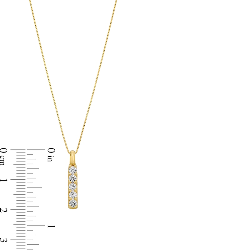 Main Image 4 of 1/3 CT. T.W. Certified Lab-Created Diamond Five Stone Vertical Bar Pendant in 14K Gold (F/SI2)