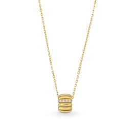 Diamond Accent Ribbed Rectangle Necklace in 10K Gold