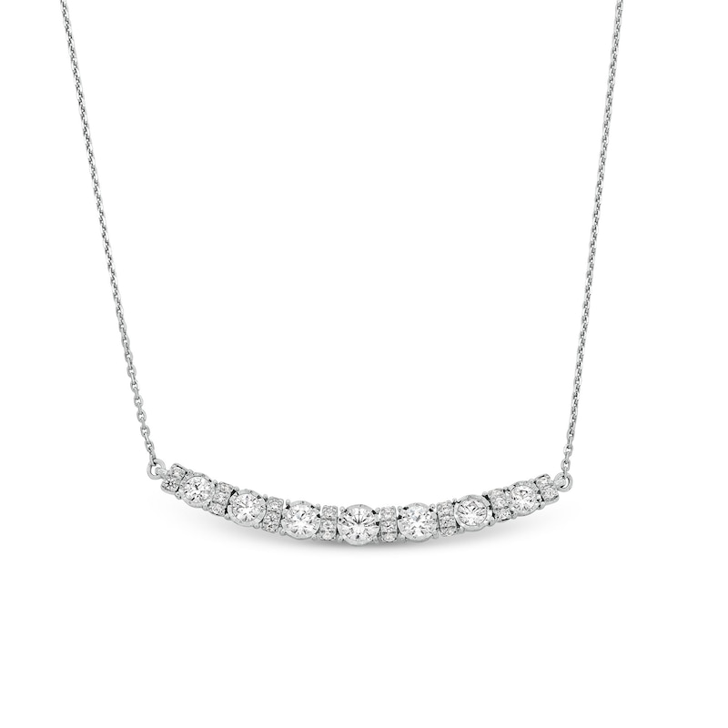 Main Image 1 of 1 CT. T.W. Certified Lab-Created Diamond Graduated Curved Bar Necklace in 14K White Gold (F/SI2)