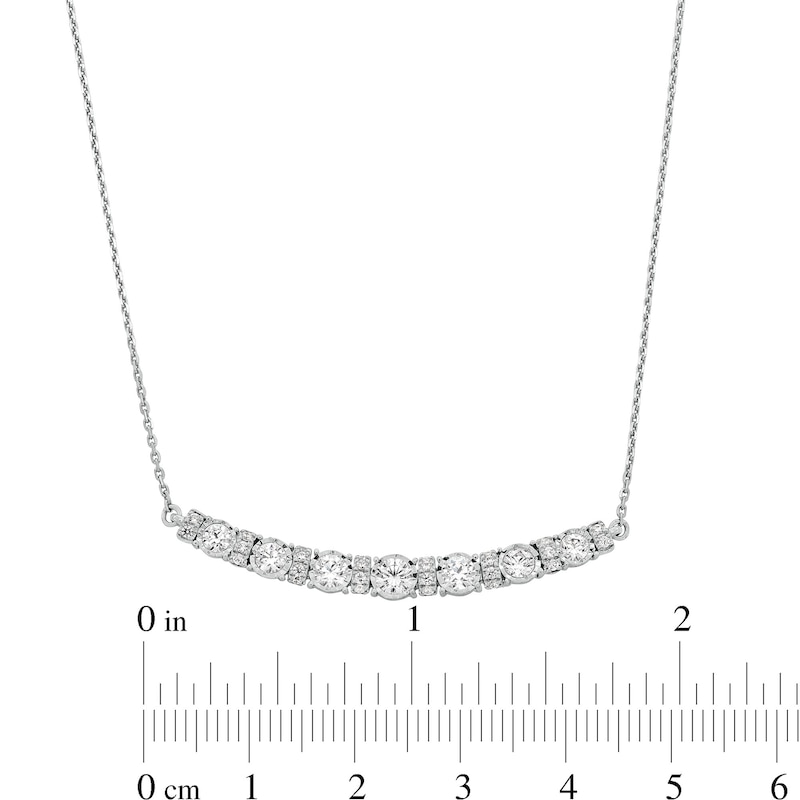 Main Image 4 of 1 CT. T.W. Certified Lab-Created Diamond Graduated Curved Bar Necklace in 14K White Gold (F/SI2)