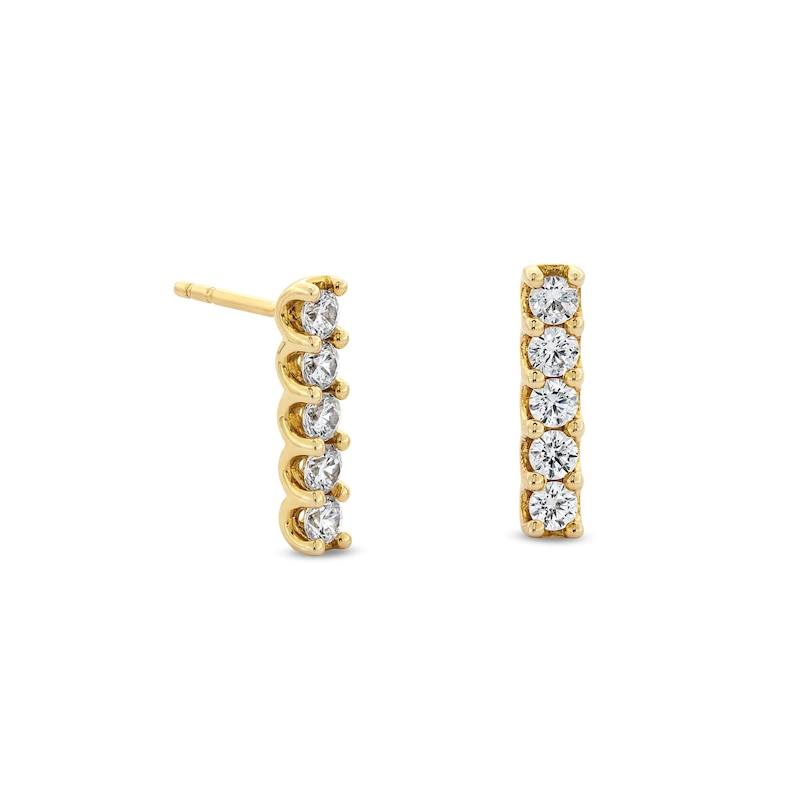 Main Image 1 of 5/8 CT. T.W. Certified Lab-Created Diamond Five Stone Vertical Bar Stud Earrings in 14K Gold (F/SI2)