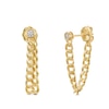 Thumbnail Image 1 of 1/10 CT. T.W. Diamond Solitaire Curb Chain Drop Front/Back Earrings in Sterling Silver with 14K Gold Plate