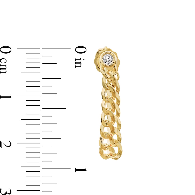 1/10 CT. T.W. Diamond Solitaire Curb Chain Drop Front/Back Earrings in Sterling Silver with 14K Gold Plate