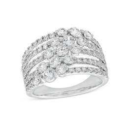 2 CT. T.W. Certified Lab-Created Diamond Graduated Trio Multi-Row Ring in 14K White Gold (F/SI2)