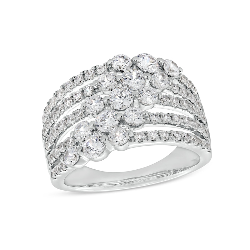 Main Image 1 of 2 CT. T.W. Certified Lab-Created Diamond Graduated Trio Multi-Row Ring in 14K White Gold (F/SI2)