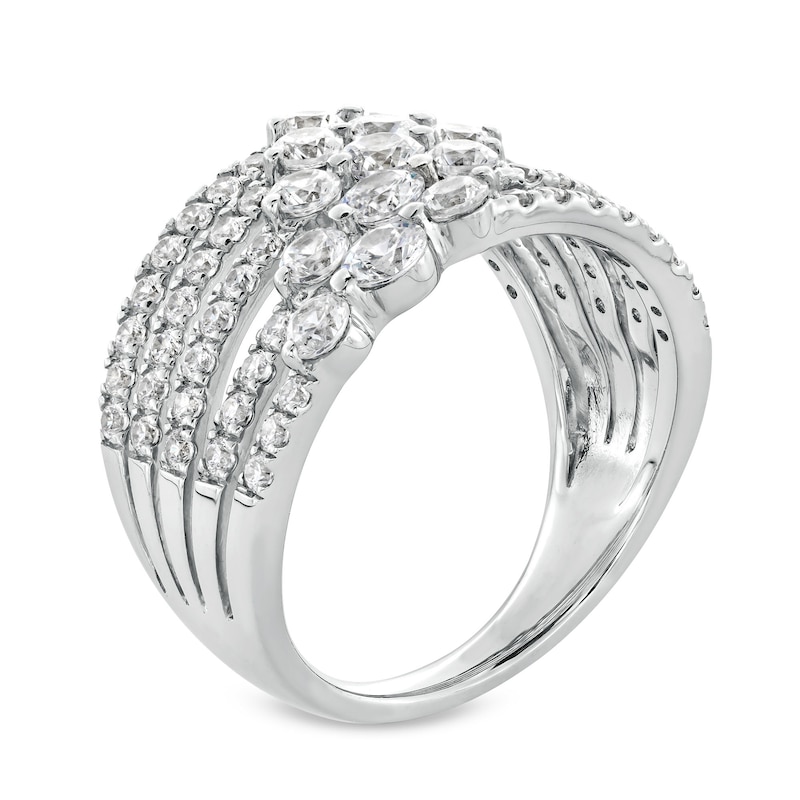 Main Image 3 of 2 CT. T.W. Certified Lab-Created Diamond Graduated Trio Multi-Row Ring in 14K White Gold (F/SI2)