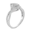 Thumbnail Image 3 of 1/8 CT. T.W. Pear-Shaped Multi-Diamond Frame Crossover Shank Promise Ring in Sterling Silver