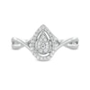 Thumbnail Image 4 of 1/8 CT. T.W. Pear-Shaped Multi-Diamond Frame Crossover Shank Promise Ring in Sterling Silver