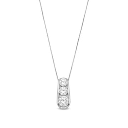 2 CT. T.W. Certified Lab-Created Diamond Graduated Three Stone Drop Pendant in 14K White Gold (F/SI2)