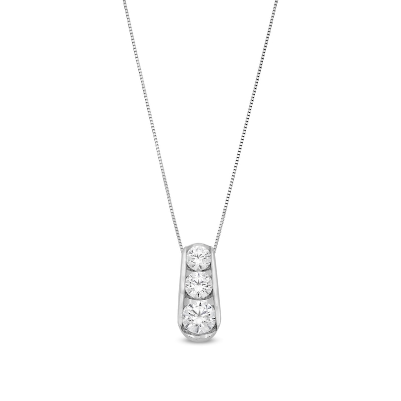 Main Image 1 of 2 CT. T.W. Certified Lab-Created Diamond Graduated Three Stone Drop Pendant in 14K White Gold (F/SI2)