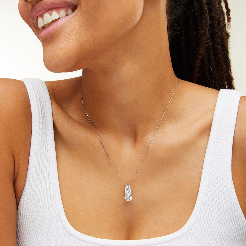 Main Image 2 of 2 CT. T.W. Certified Lab-Created Diamond Graduated Three Stone Drop Pendant in 14K White Gold (F/SI2)