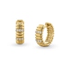 Thumbnail Image 1 of 1/10 CT. T.W. Diamond Ribbed Huggie Hoop Earrings in 10K Gold