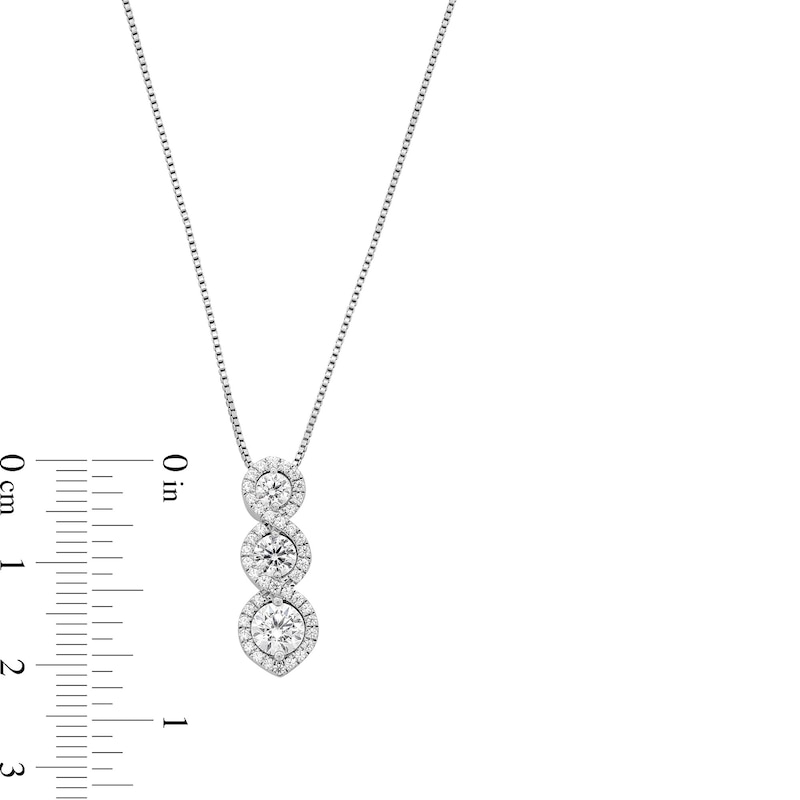 Main Image 4 of 1 CT. T.W. Certified Lab-Created Diamond Frame Graduated Eternity Pendant in 14K White Gold (F/SI2)