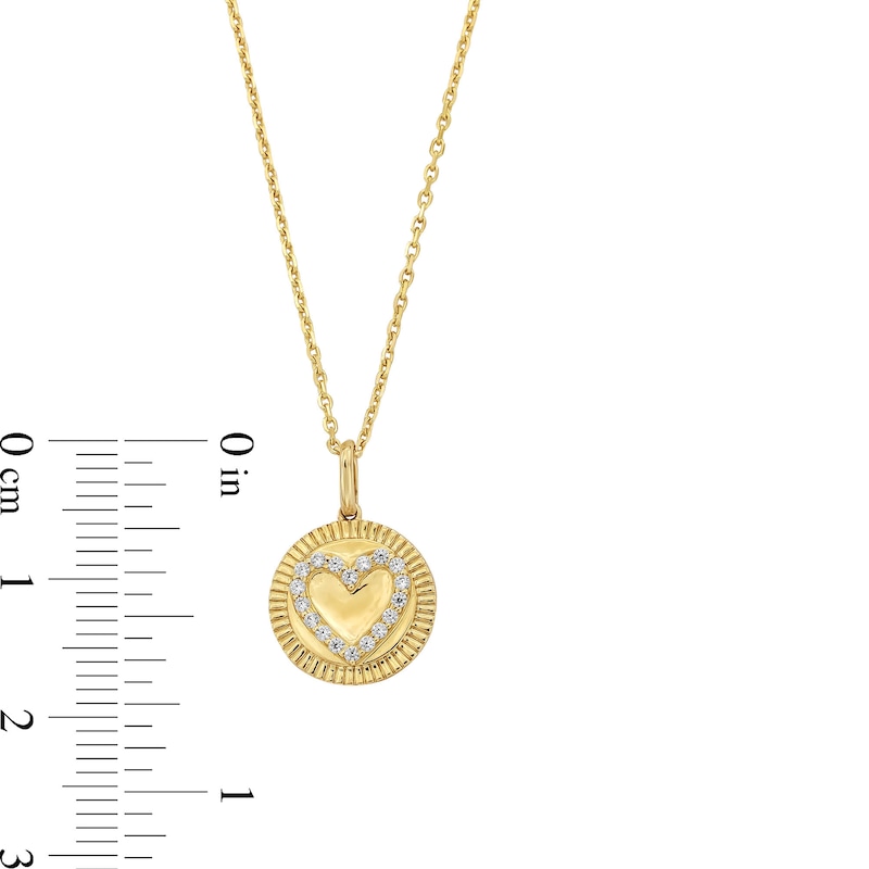 1/10 CT. T.W. Diamond Heart Coin-Edge Medallion Pendant in Sterling Silver with 14K Gold Plate