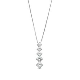 1-1/2 CT. T.W. Certified Lab-Created Diamond Graduated Five Stone Linear Drop Pendant in 14K White Gold (F/SI2)