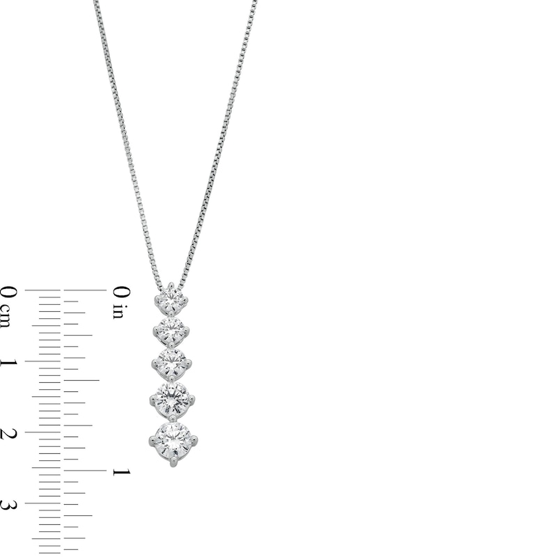 Main Image 4 of 1-1/2 CT. T.W. Certified Lab-Created Diamond Graduated Five Stone Linear Drop Pendant in 14K White Gold (F/SI2)