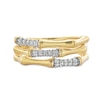 Thumbnail Image 4 of 1/5 CT. T.W. Diamond Triple Row Bamboo Ring in Sterling Silver with 14K Gold Plate - Size 7