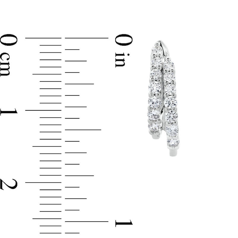 Main Image 3 of 1/2 CT. T.W. Diamond Double Row Split Hoop Earrings in 10K White Gold