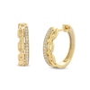 Thumbnail Image 0 of 1/10 CT. T.W. Diamond Curb Chain Link Double Row Hoop Earrings in Sterling Silver with 14K Gold Plate