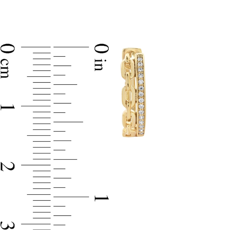 Main Image 3 of 1/10 CT. T.W. Diamond Curb Chain Link Double Row Hoop Earrings in Sterling Silver with 14K Gold Plate