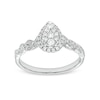 Thumbnail Image 0 of 1/4 CT. T.W. Pear-Shaped Multi-Diamond Frame Twist Shank Vintage-Style Promise Ring in 10K White Gold