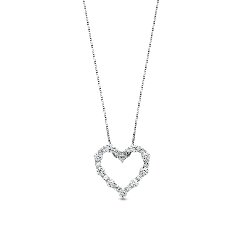 Main Image 1 of 1 CT. T.W. Certified Lab-Created Diamond Scallop Open Heart Pendant in 14K White Gold (F/SI2)