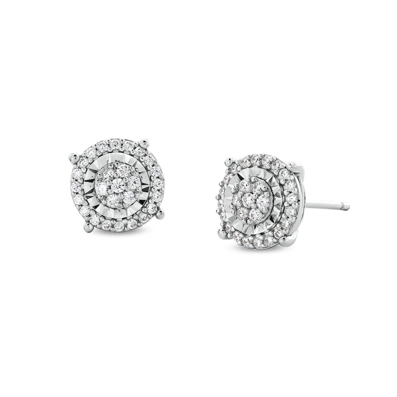 Main Image 1 of 1/4 CT. T.W. Multi-Diamond Frame Stud Earrings in Sterling Silver