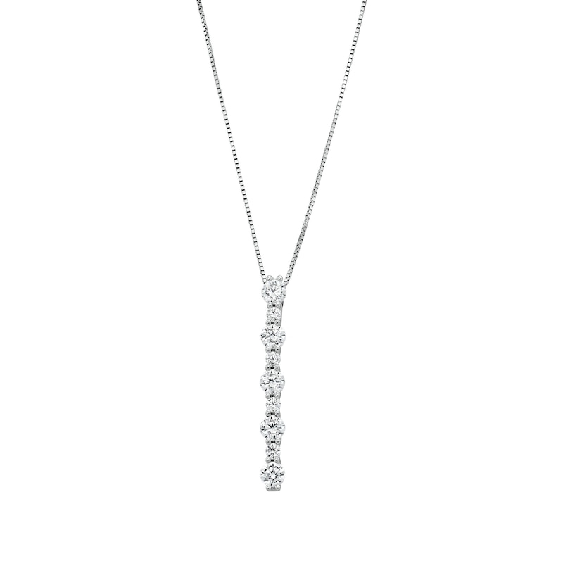 1 CT. T.W. Certified Lab-Created Diamond Alternating Linear Drop Pendant in 14K White Gold (F/SI2)