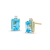 Thumbnail Image 1 of EFFY™ Collection Emerald-Cut Swiss Blue Topaz and Diamond Accent Stud Earrings in 14K Gold