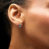 Thumbnail Image 2 of EFFY™ Collection Emerald-Cut Swiss Blue Topaz and Diamond Accent Stud Earrings in 14K Gold