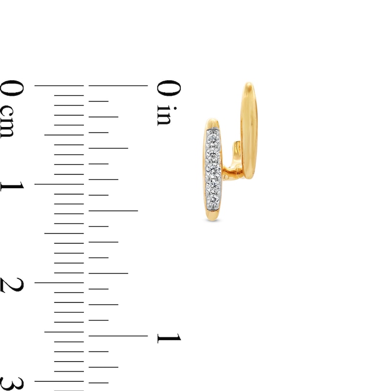 Main Image 3 of 1/10 CT. T.W. Diamond and Polished Double Row Stud Earrings in 10K Gold