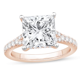 4-1/2 CT. T.W. Princess-Cut Certified Lab-Created Diamond Split Shank Engagement Ring in 14K Rose Gold (F/SI2)