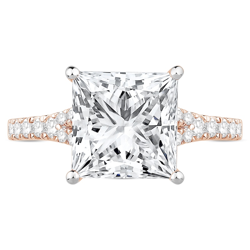 Main Image 3 of 4-1/2 CT. T.W. Princess-Cut Certified Lab-Created Diamond Split Shank Engagement Ring in 14K Rose Gold (F/SI2)