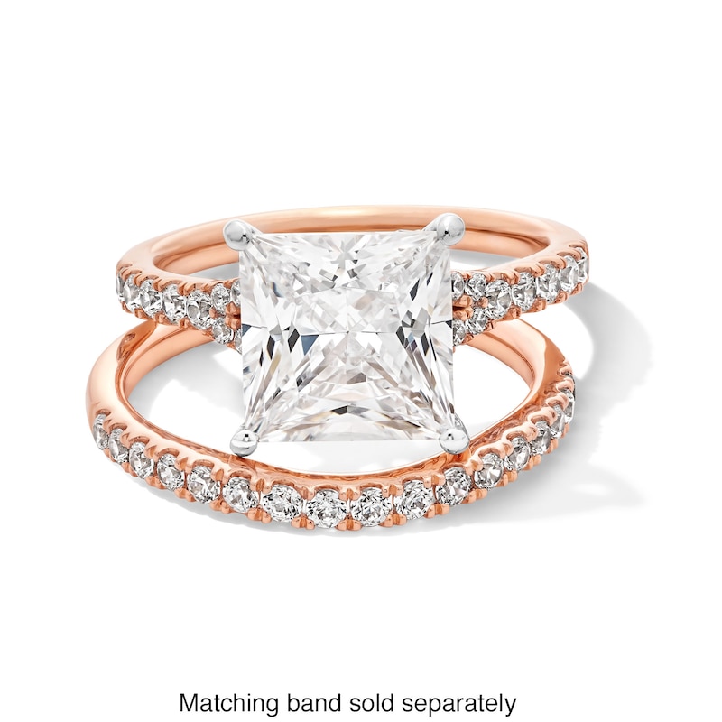 Main Image 4 of 4-1/2 CT. T.W. Princess-Cut Certified Lab-Created Diamond Split Shank Engagement Ring in 14K Rose Gold (F/SI2)