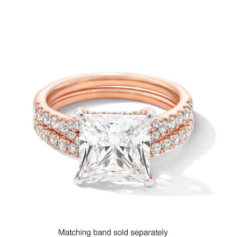 Main Image 5 of 4-1/2 CT. T.W. Princess-Cut Certified Lab-Created Diamond Split Shank Engagement Ring in 14K Rose Gold (F/SI2)