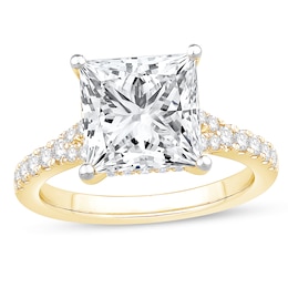 4-1/2 CT. T.W. Princess-Cut Certified Lab-Created Diamond Split Shank Engagement Ring in 14K Gold (F/SI2)