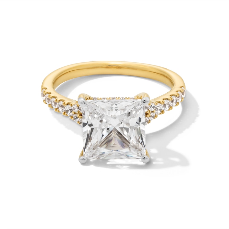 Main Image 1 of 4-1/2 CT. T.W. Princess-Cut Certified Lab-Created Diamond Split Shank Engagement Ring in 14K Gold (F/SI2)