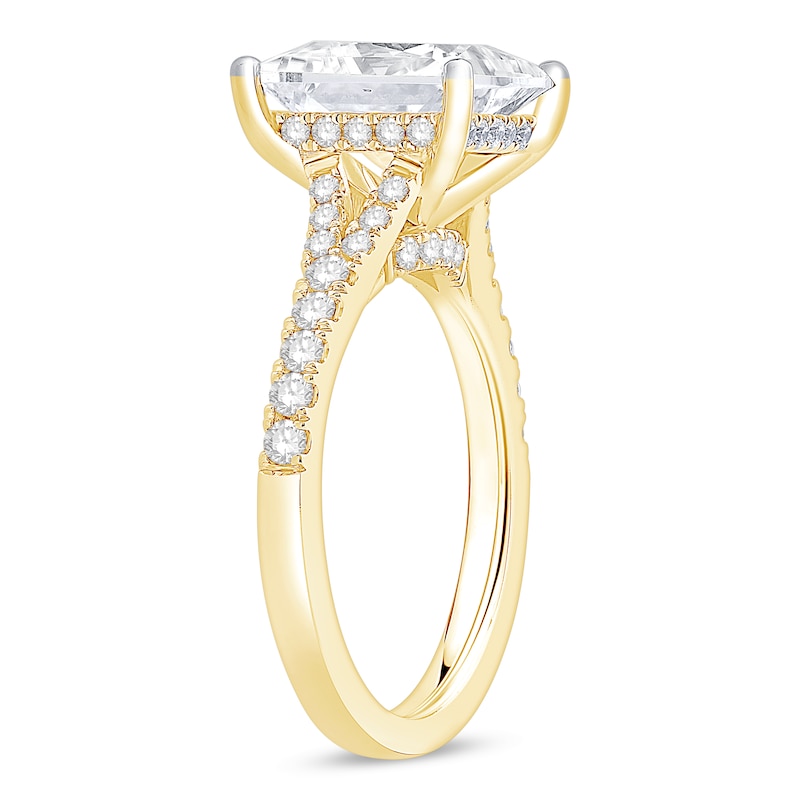 Main Image 2 of 4-1/2 CT. T.W. Princess-Cut Certified Lab-Created Diamond Split Shank Engagement Ring in 14K Gold (F/SI2)