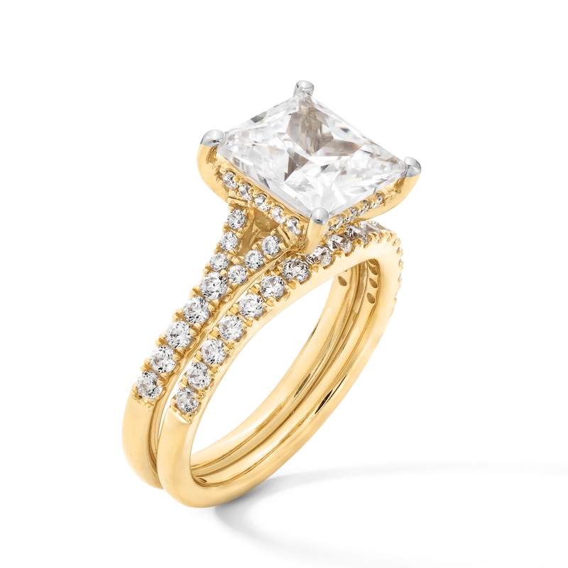 Main Image 3 of 4-1/2 CT. T.W. Princess-Cut Certified Lab-Created Diamond Split Shank Engagement Ring in 14K Gold (F/SI2)