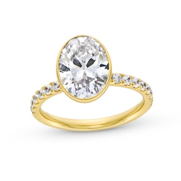 3-1/3 CT. T.W. Oval Certified Lab-Created Diamond Polished Frame Engagement Ring in 14K Gold (F/VS2)