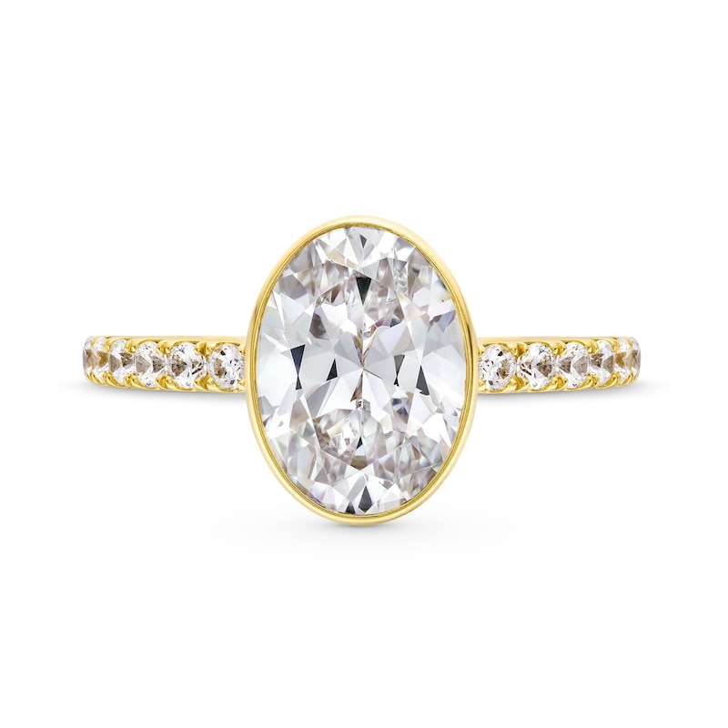 Main Image 4 of 3-1/3 CT. T.W. Oval Certified Lab-Created Diamond Polished Frame Engagement Ring in 14K Gold (F/VS2)