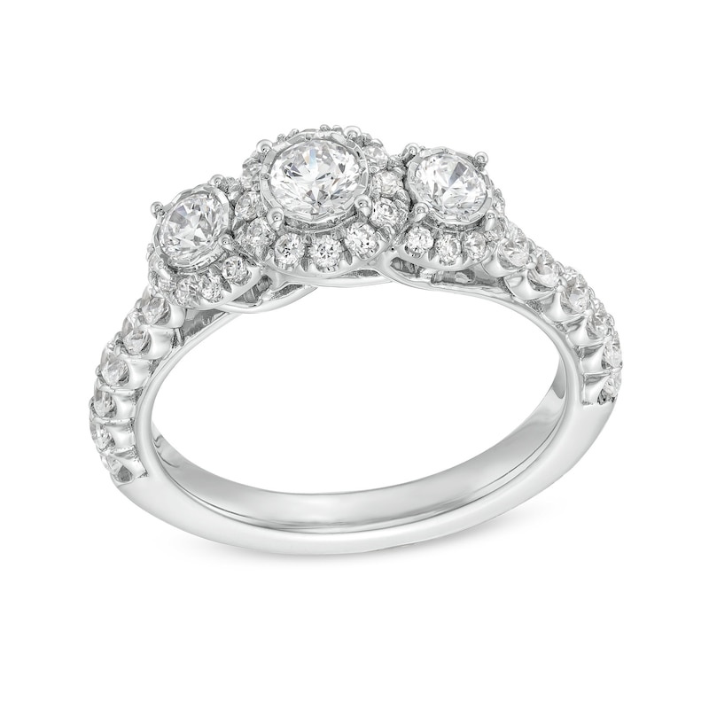 Main Image 1 of 1 CT. T.W. Diamond Frame Three Stone Engagement Ring in 10K White Gold